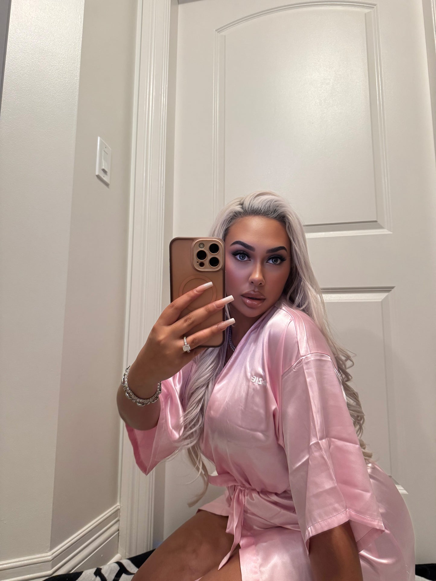 Blush Hour Short Silk Robe