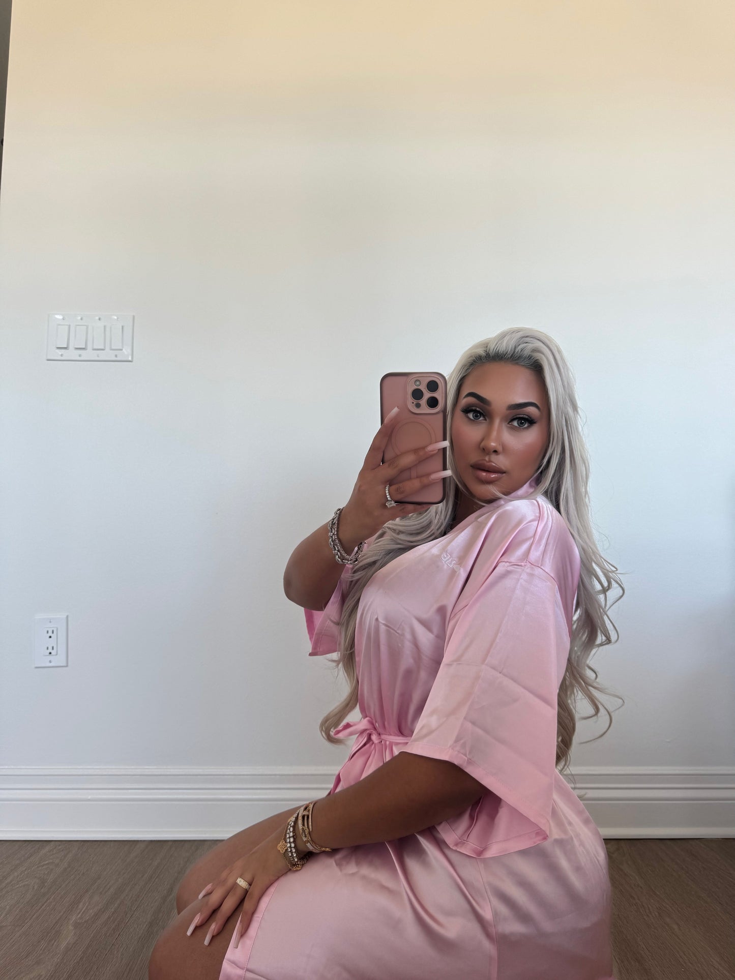 Blush Hour Short Silk Robe